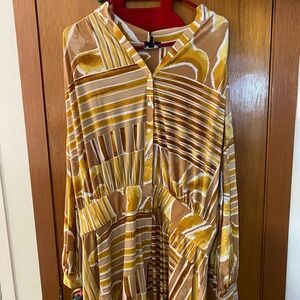 Chic Striped Long Sleeve jumpsuit in Brown and Yellow